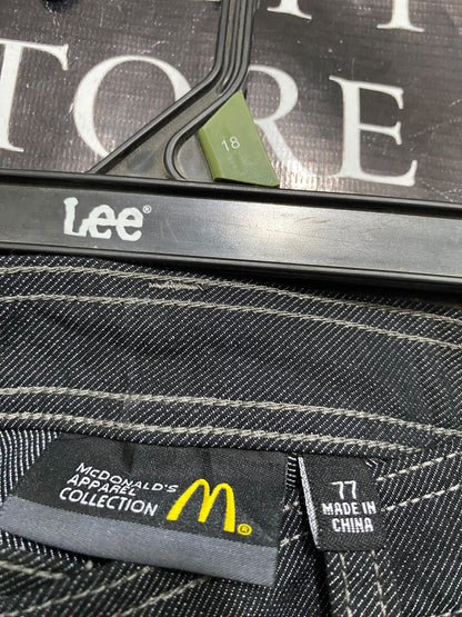 MCDONALS APPAREL |L| WAIST 32| A44| CHARCOAL GREY DENIM RED-ACCENT TECHNICAL UTILITY TROUSERS