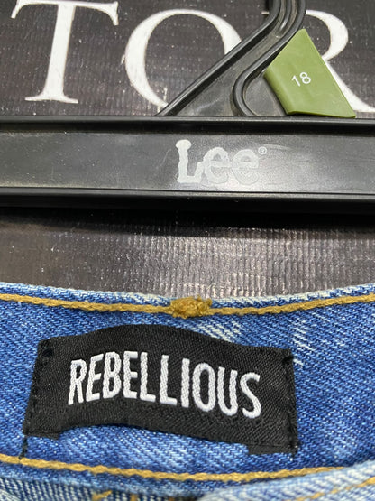 REBELLIOUS |S| WAIST 26| A44| LIGHT WASH SPLIT-HEM TECHNICAL UTILITY DENIM JEANS