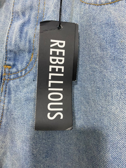 REBELLIOUS |S| WAIST 26| A44| LIGHT WASH SPLIT-HEM TECHNICAL UTILITY DENIM JEANS