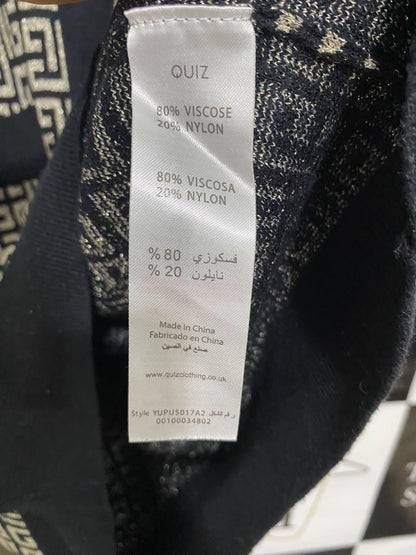 QUIZ |L| BUST 19| A44| BLACK AND BEIGE GEOMETRIC JACQUARD KNIT CARDIGAN DRESS