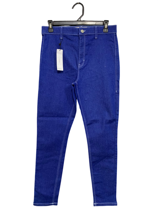 TOPSHOP |L| WAIST 30| A45| COBALT BLUE CONTRAST-STITCH TECHNICAL UTILITY DENIM JEANS