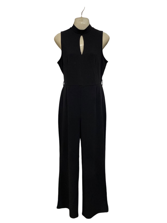 NEW LOOK |M| BUST 17| A45| BLACK KEYHOLE MOCK-NECK TECHNICAL UTILITY JUMPSUIT
