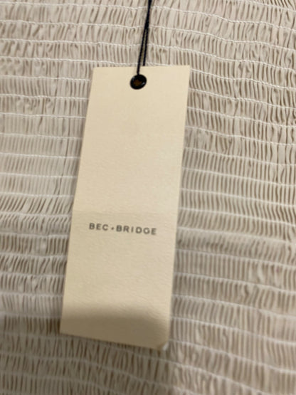 BEC BRIDGE |XS| BUST 13| A46| BEIGE SMOCKED TIE-HEM TECHNICAL UTILITY SLEEVELESS TOP