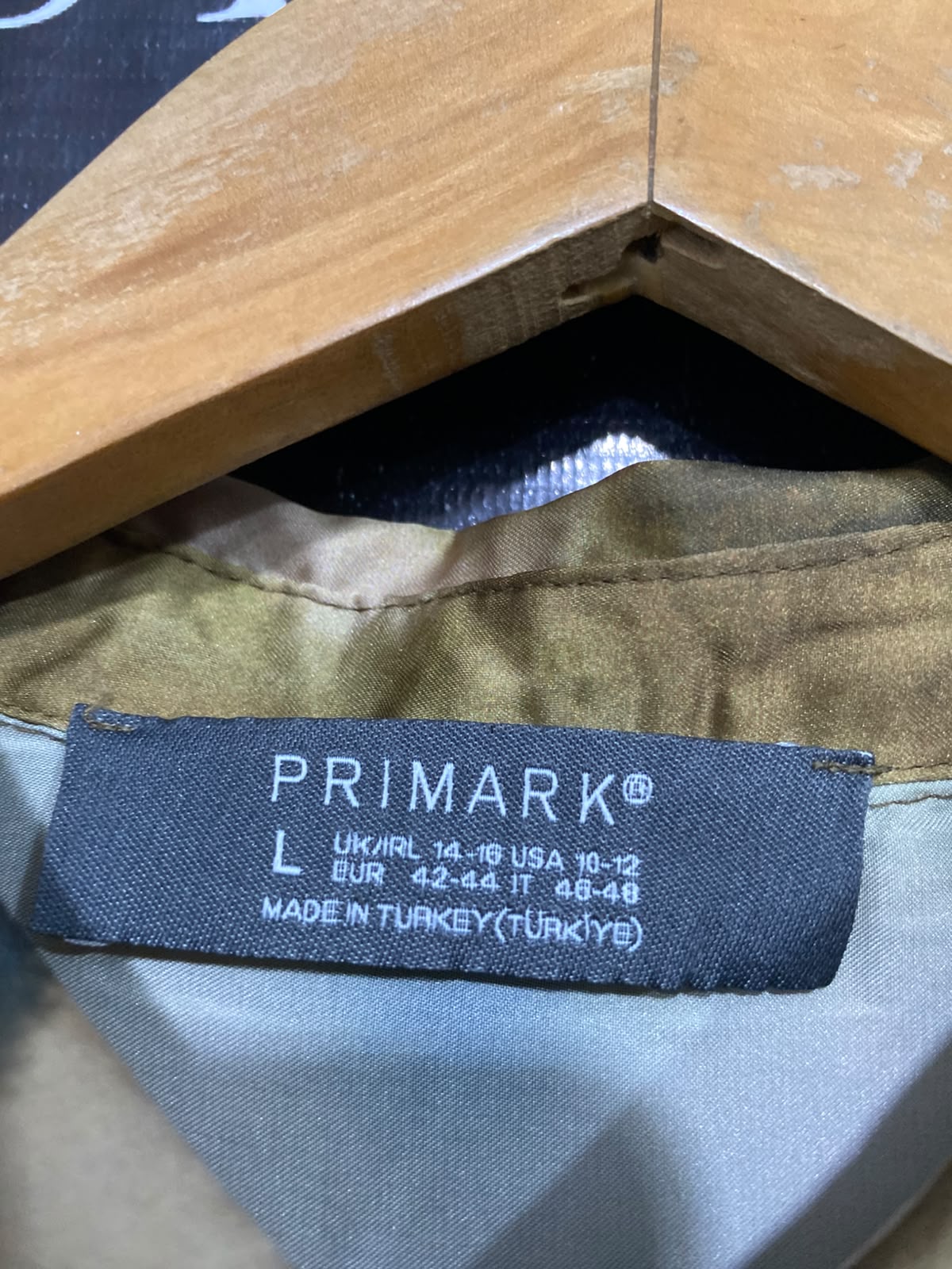 PRIMARK |L| BUST 24| A46| OLIVE AND BLACK TIE-DYE ABSTRACT-PRINT TECHNICAL UTILITY SHIRT