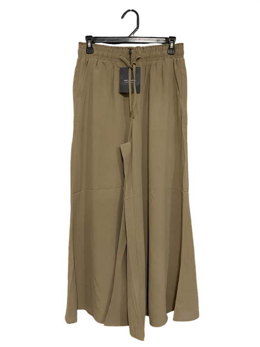 JUST FASHION NOW |M| WAIST 28| A46| KHAKI ELASTICATED DRAWSTRING WIDE-LEG TECHNICAL UTILITY PALAZZO PANTS