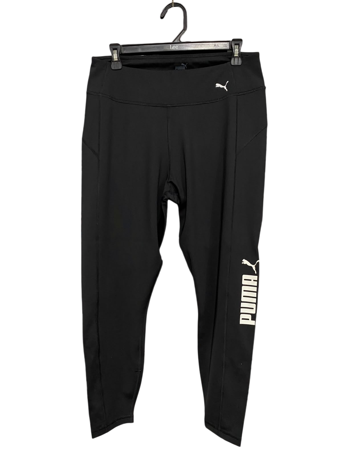 PUMA |XL| WAIST 30| A46| BLACK PUMA LOGO-BRANDED TECHNICAL UTILITY LEGGINGS