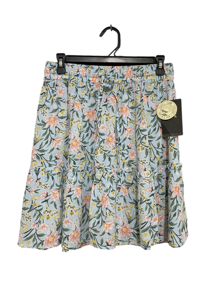 CAPE |S| WAIST 28| A46| BLUE FLORAL TIERED DRAWSTRING TECHNICAL UTILITY SKIRT