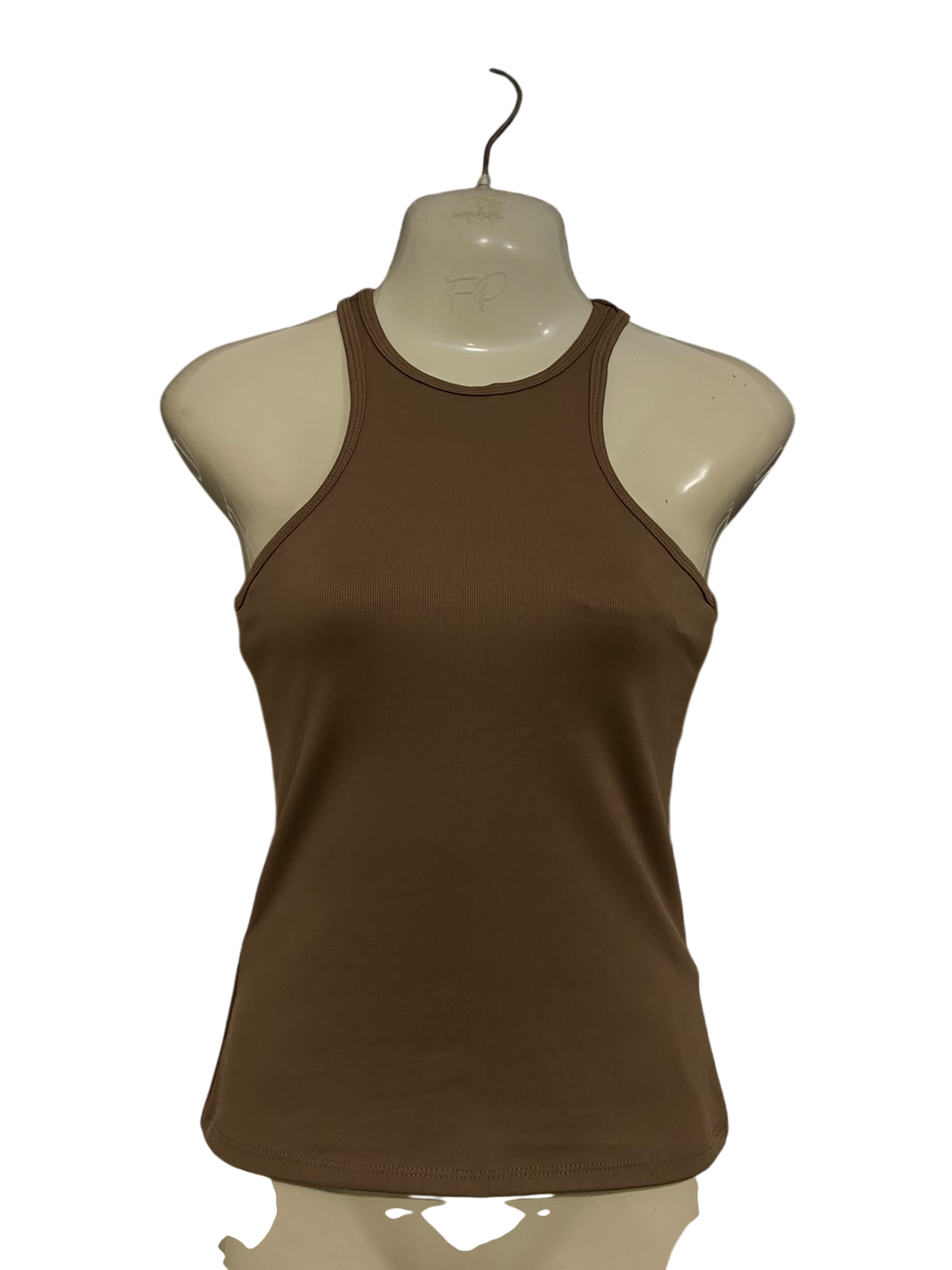 H&M |S| BUST 15| A46| BROWN RIBBED RACERBACK TECHNICAL UTILITY TANK TOP