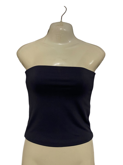 GLASSONS |XS| BUST 14| A46| BLACK STRAPLESS TUBE-TOP TECHNICAL UTILITY CROP TOP