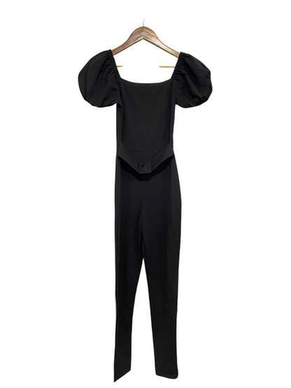 MISSGUIDED |S| BUST 14| A47| BLACK PUFF-SLEEVE TECHNICAL UTILITY JUMPSUIT