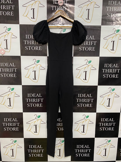 MISSGUIDED |S| BUST 14| A47| BLACK PUFF-SLEEVE TECHNICAL UTILITY JUMPSUIT