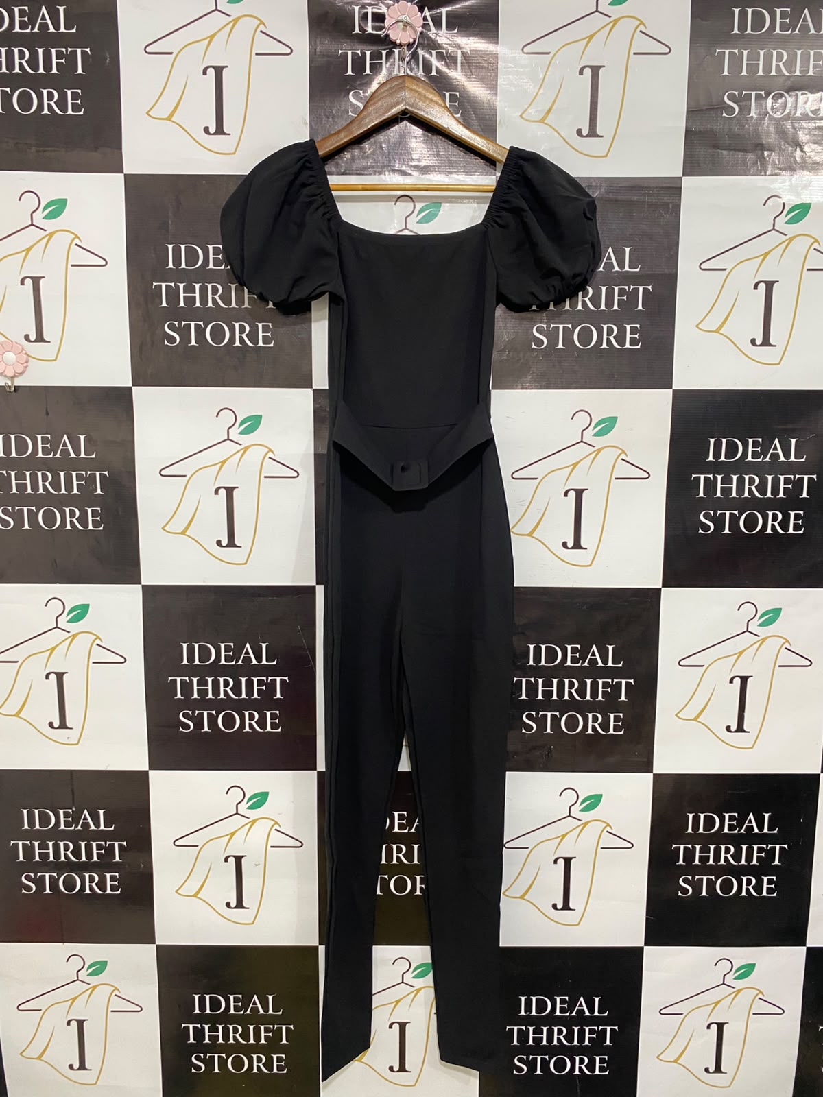 MISSGUIDED |S| BUST 14| A47| BLACK PUFF-SLEEVE TECHNICAL UTILITY JUMPSUIT