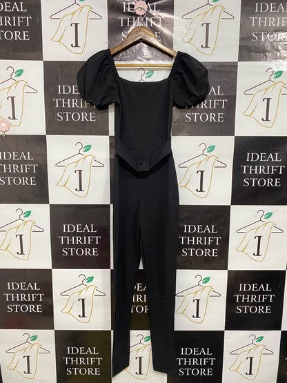 MISSGUIDED |S| BUST 14| A47| BLACK PUFF-SLEEVE TECHNICAL UTILITY JUMPSUIT
