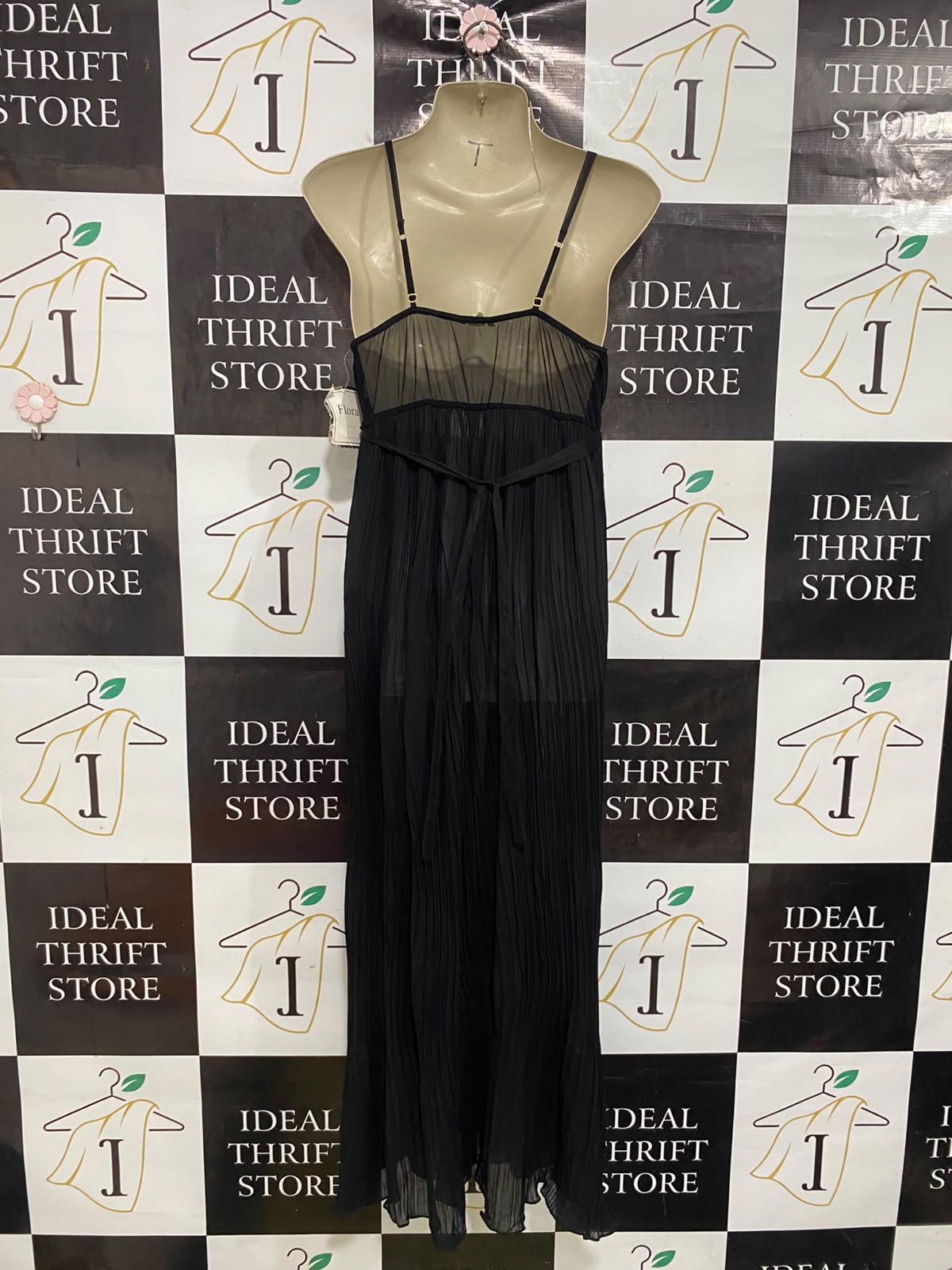 FLORA |M| BUST 16| A47| BLACK PLEATED TECHNICAL UTILITY MAXI DRESS
