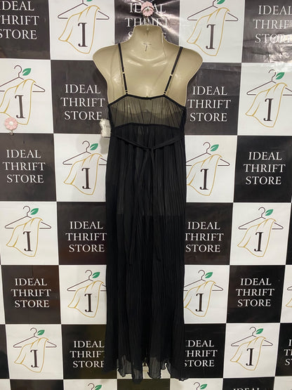 FLORA |M| BUST 16| A47| BLACK PLEATED TECHNICAL UTILITY MAXI DRESS