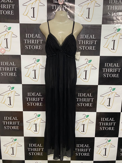 FLORA |M| BUST 16| A47| BLACK PLEATED TECHNICAL UTILITY MAXI DRESS
