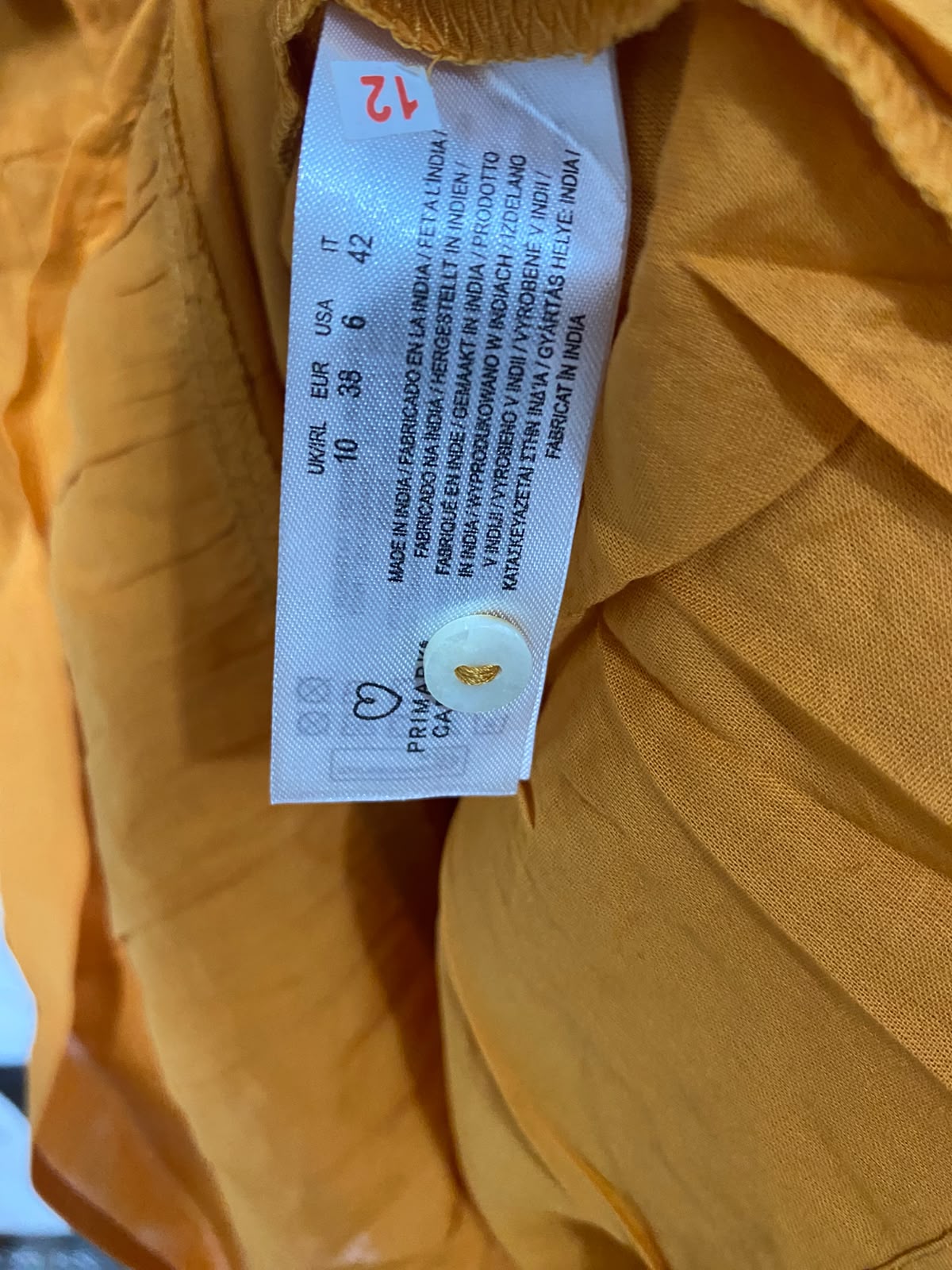 PRIMARK CARES |M| BUST 18| A47| MUSTARD BUTTON-FRONT TIERED TECHNICAL UTILITY MAXI DRESS