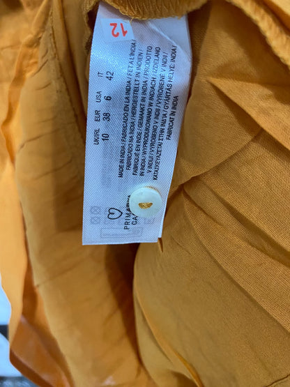 PRIMARK CARES |M| BUST 18| A47| MUSTARD BUTTON-FRONT TIERED TECHNICAL UTILITY MAXI DRESS