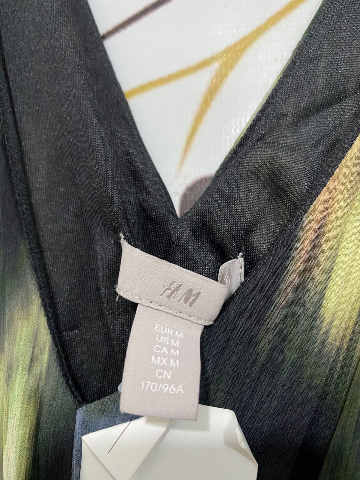 H&M |M| BUST 19| A47|  OLIVE AND ABSTRACT MULTI-PRINT TECHNICAL UTILITY MAXI DRESS