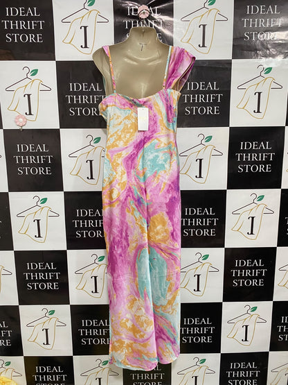 QUIZ |M| BUST 17| A47| PASTEL MARBLE-PRINT DRAPED COWL TECHNICAL UTILITY MAXI DRESS