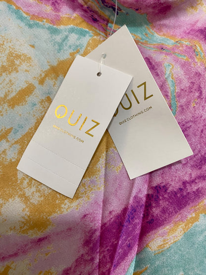QUIZ |M| BUST 17| A47| PASTEL MARBLE-PRINT DRAPED COWL TECHNICAL UTILITY MAXI DRESS
