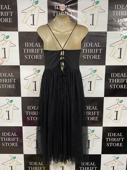 HALARA |S| BUST 15| A47| BLACK MESH OVERLAY TECHNICAL UTILITY MIDI DRESS