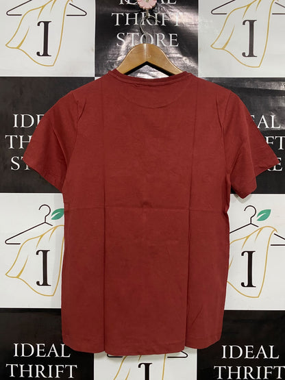 ANKO |S| BUST 17| A46| RUST RED NEW YORK 98 GRAPHIC-PRINT TECHNICAL UTILITY TEE