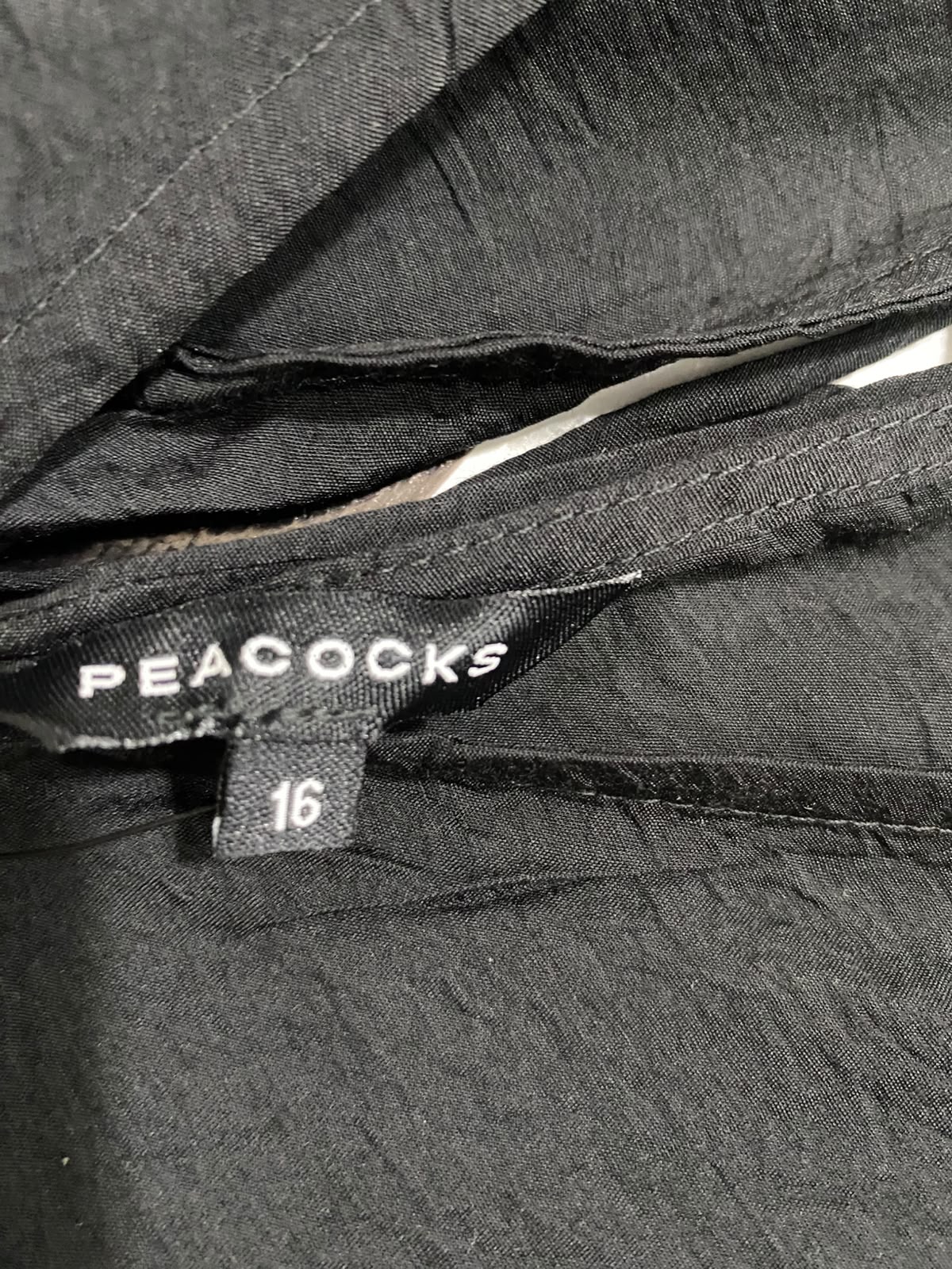 PEACOCKS |L| BUST 20| A46| BLACK V-NECK EMPIRE-WAIST TECHNICAL UTILITY DRESS