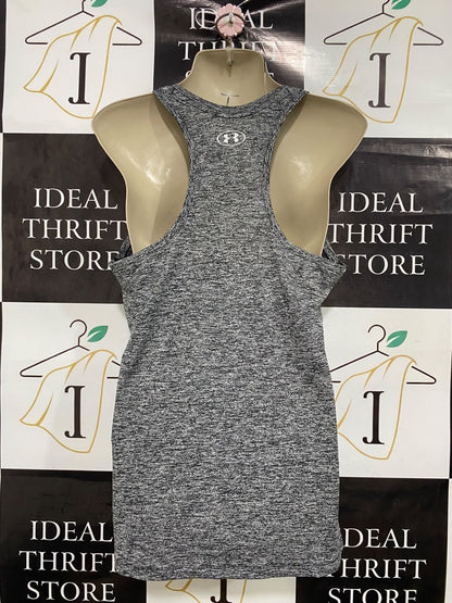 UNDER ARMOUR |M| BUST 18| A46| BLACK AND WHITE MARLED SCOOP-NECK TECHNICAL UTILITY TANK TOP