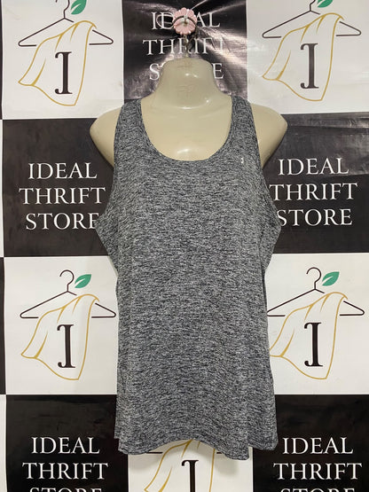 UNDER ARMOUR |M| BUST 18| A46| BLACK AND WHITE MARLED SCOOP-NECK TECHNICAL UTILITY TANK TOP
