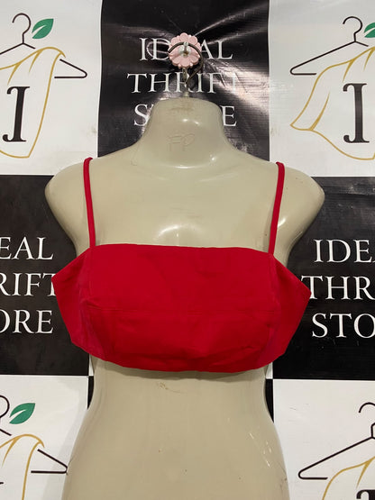 GLASSONS |S| BUST 16| A46| CRIMSON STRAIGHT-NECK TECHNICAL UTILITY CROP TOP