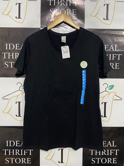ANKO |L| BUST 19| A46| BLACK CREW-NECK TECHNICAL UTILITY TEE