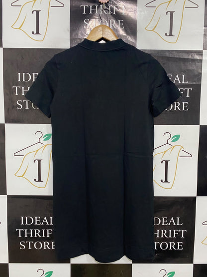 CALVIN KLEIN JEANS |XS| BUST 17| A46|BLACK  LOGO-PRINT TECHNICAL UTILITY DRESS