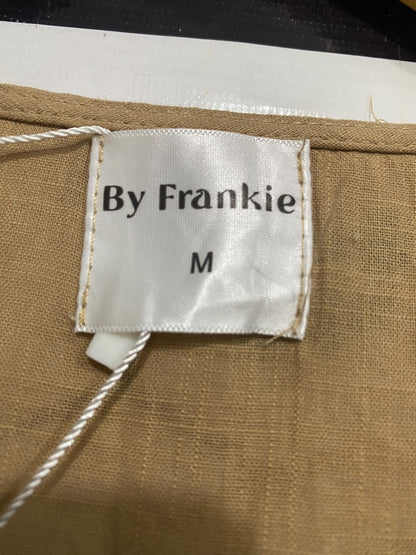 BY FRANKIE |M| BUST 19| A46| CAMEL BUTTON-FRONT TAILORED TECHNICAL UTILITY VEST