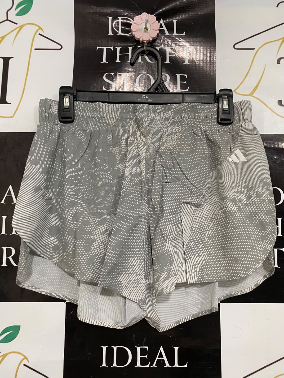 ADIDAS |M| WAIST 28| A47| GREY ABSTRACTION-PRINT ADIDAS TECHNICAL UTILITY ATHLETIC SHORTS