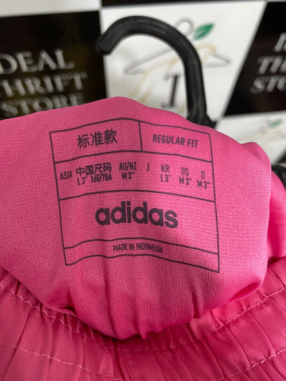 ADIDAS |L| WAIST 32| A46| PINK AND WHITE ADIDAS 3-STRIPE TECHNICAL UTILITY ATHLETIC SHORTS