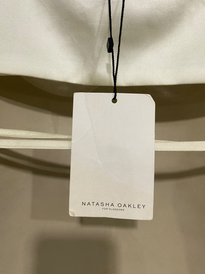 NATASHA OAKLEY |S| BUST 15| A46| IVORY WRAP-FRONT TIE-WAIST TECHNICAL UTILITY CROP TOP