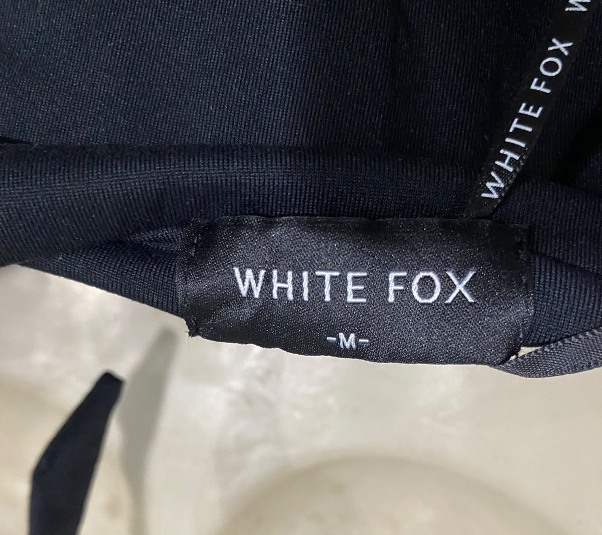 WHITE FOX |M| BUST 15| A46| BLACK WHITE FOX HALTER-STYLE TECHNICAL UTILITY BODYSUIT