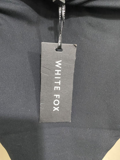 WHITE FOX |M| BUST 15| A46| BLACK WHITE FOX HALTER-STYLE TECHNICAL UTILITY BODYSUIT