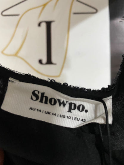 SHOW PO |M| BUST 19| A46| BLACK SEQUIN-EMBELLISHED FRINGE TECHNICAL UTILITY CROP TOP