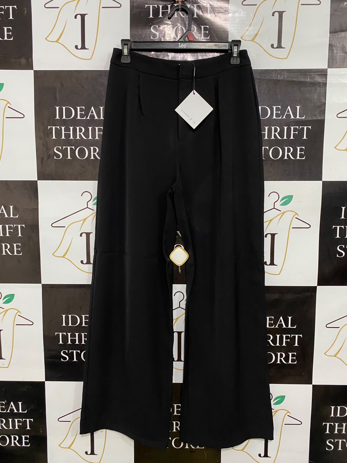 WINNIE & CO |M| WAIST 28| A46| BLACK TAILORED HIGH-WAIST WIDE-LEG TECHNICAL UTILITY PANTS