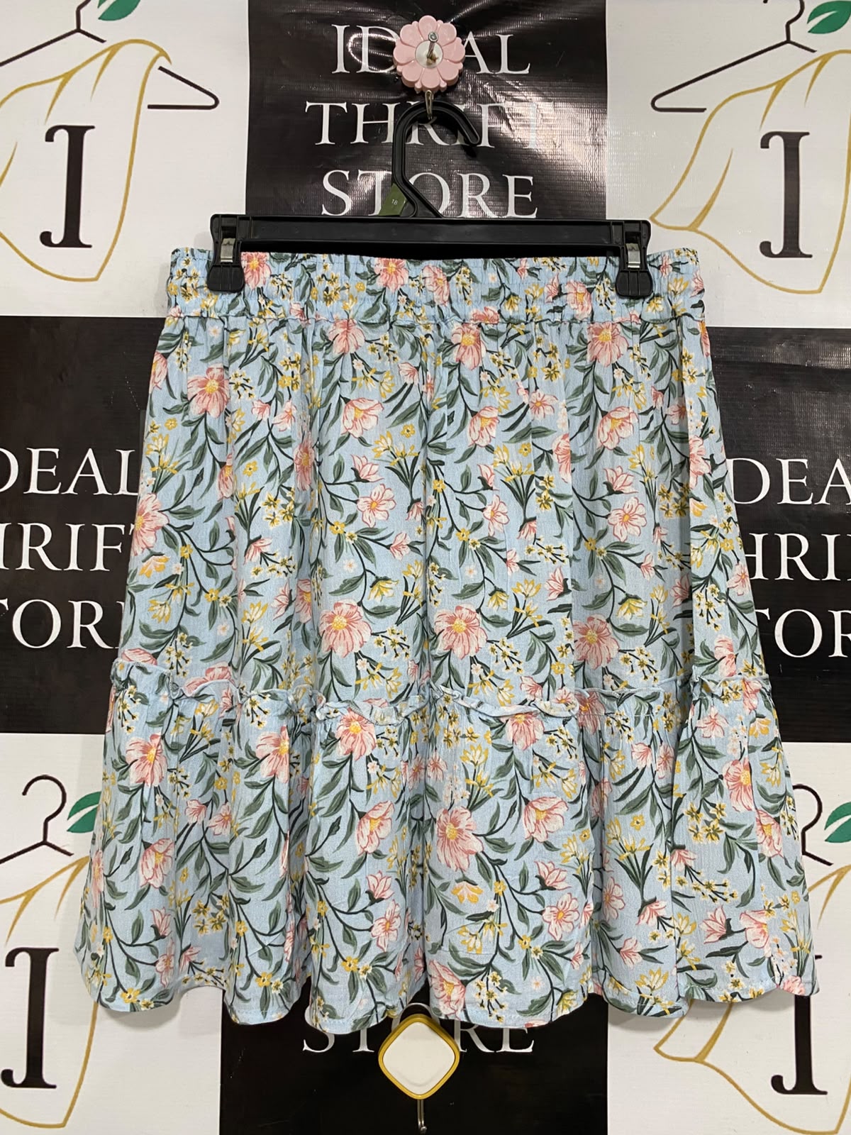 CAPE |S| WAIST 28| A46| BLUE FLORAL TIERED DRAWSTRING TECHNICAL UTILITY SKIRT