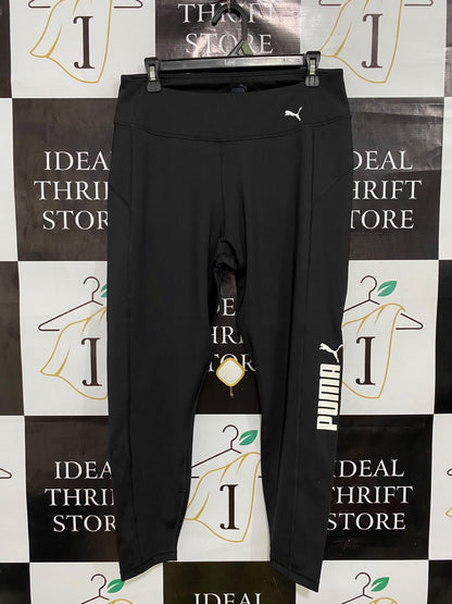 PUMA |XL| WAIST 30| A46| BLACK PUMA LOGO-BRANDED TECHNICAL UTILITY LEGGINGS