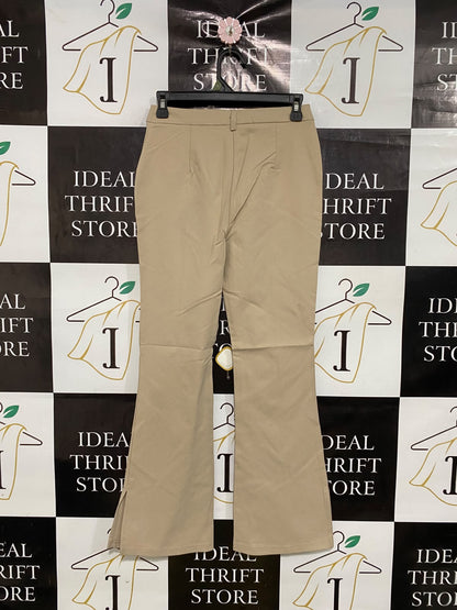 SHEIN |XS| WAIST 26| A46| BEIGE SEAM-FRONT FLARED TECHNICAL UTILITY TROUSERS