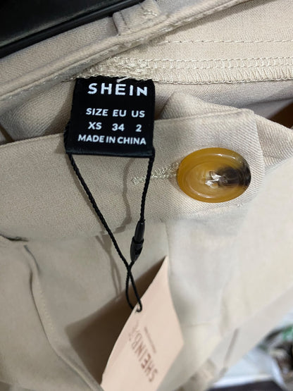 SHEIN |XS| WAIST 26| A46| BEIGE SEAM-FRONT FLARED TECHNICAL UTILITY TROUSERS