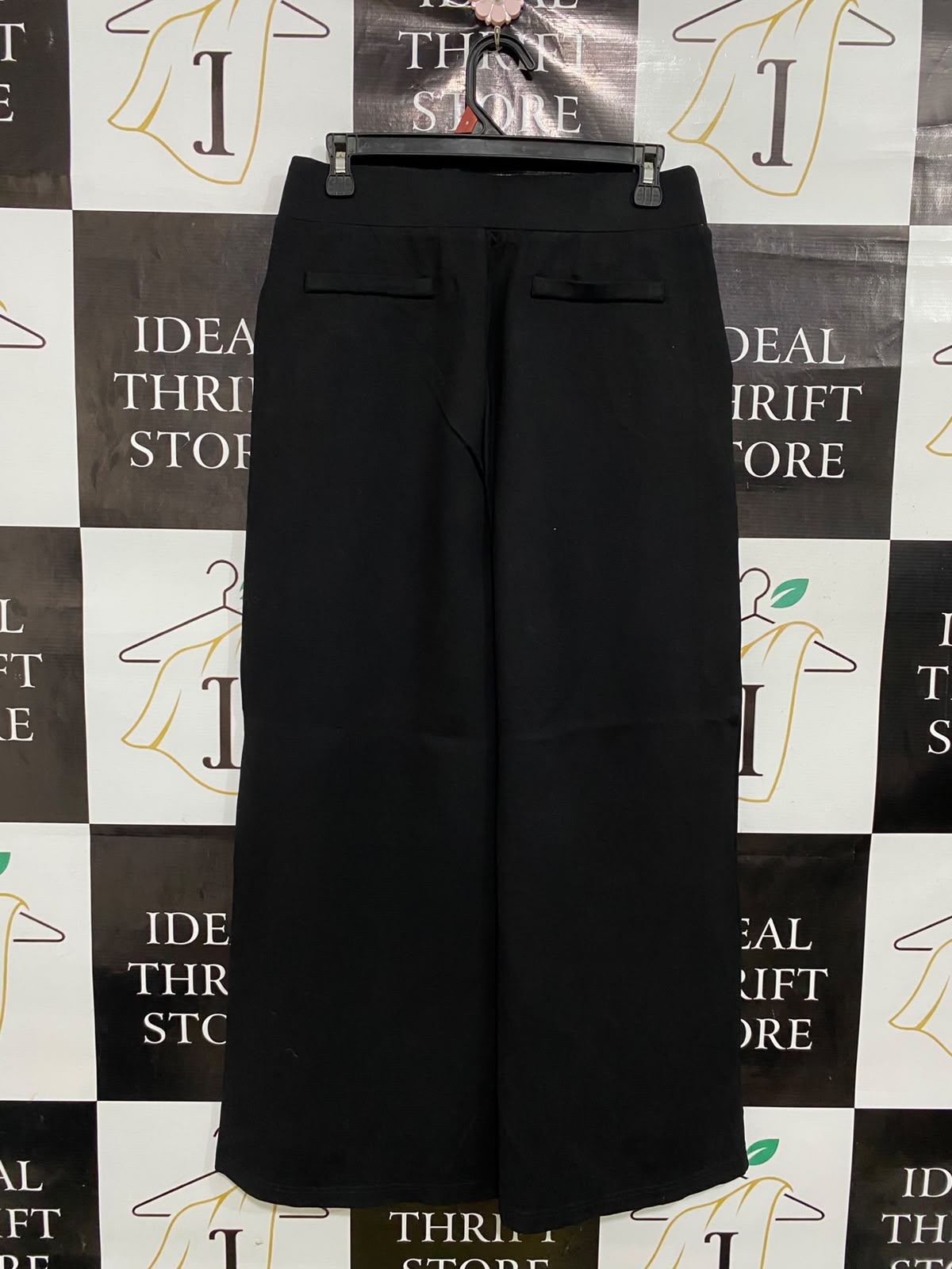 BIRD BY DESIGN |M| WAIST 28| A46| BLACK ELASTIC-WAIST WIDE-LEG TECHNICAL UTILITY TROUSERS