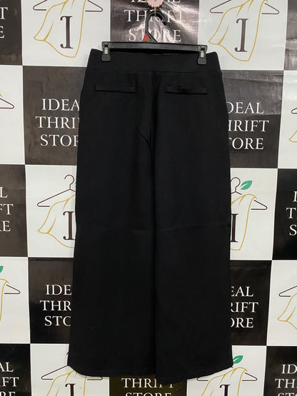 BIRD BY DESIGN |M| WAIST 28| A46| BLACK ELASTIC-WAIST WIDE-LEG TECHNICAL UTILITY TROUSERS