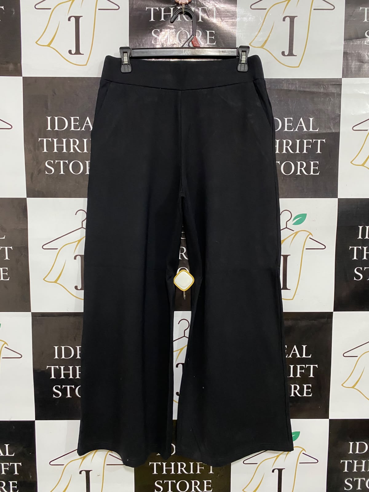 BIRD BY DESIGN |M| WAIST 28| A46| BLACK ELASTIC-WAIST WIDE-LEG TECHNICAL UTILITY TROUSERS