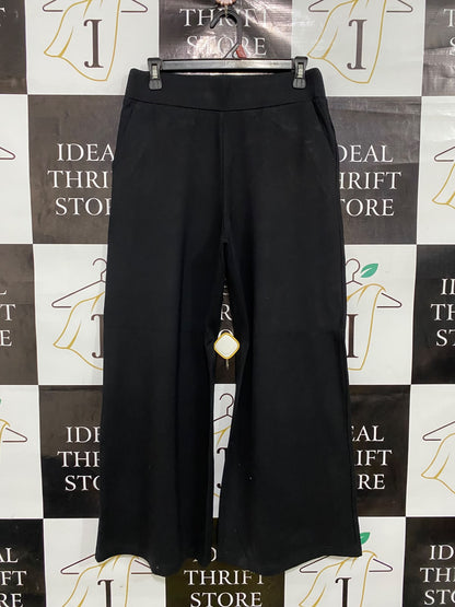 BIRD BY DESIGN |M| WAIST 28| A46| BLACK ELASTIC-WAIST WIDE-LEG TECHNICAL UTILITY TROUSERS