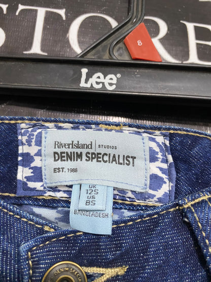 RIVER ISLAND |L| WAIST 30| A46| MEDIUM-WASH DENIM HIGH-WAIST WIDE-LEG TECHNICAL UTILITY JEANS